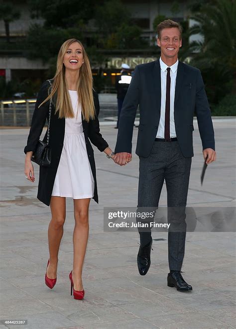 Tomas Berdych and girlfriend Ester Satorova arrive during the 